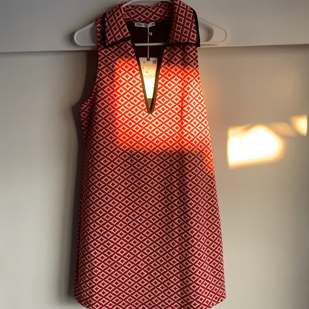 Zara Jacquard Red Dress